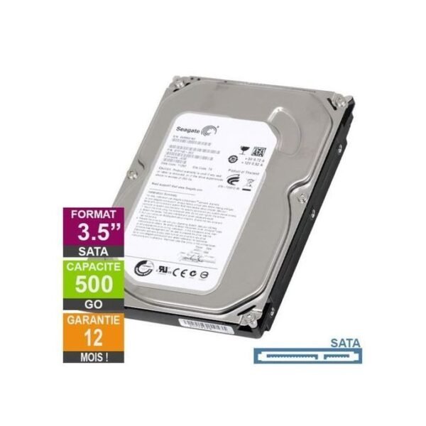 SEAGATE Disque Dur Interne 500 GB SATA HDD 3.5" Pour PC Gamer , Bureau, DVR XVR ...