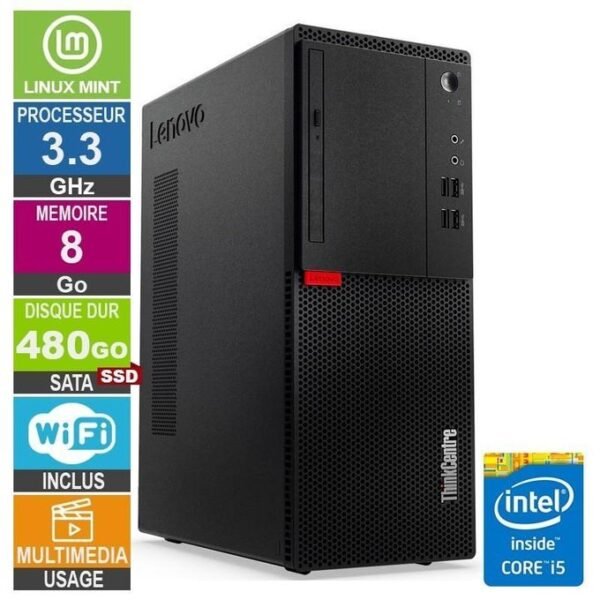 Lenovo Thinkcentre M710T i5-6400 3.30GHz 8Go/500Go SSD - remis a neuf