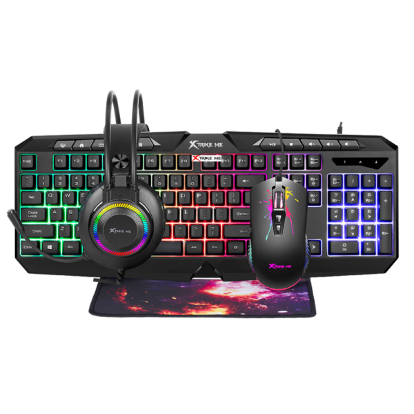 XTRIKE ME CMX-410 Clavier Souris - Tapis de souris & Casque Combo 4-in-1 Gaming